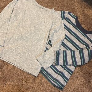 Kids Long Sleeve Striped and Gray Shirt Set